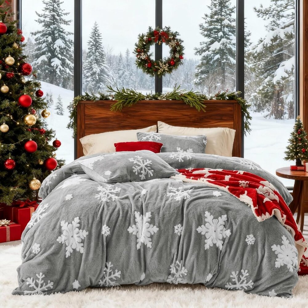Fluffy Duvet Cover Set - Ultra Soft Plush Shaggy Comforter Cover King Size, Warm